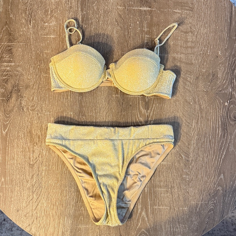 Triangl Swimwear Gold Sparkle Bikini